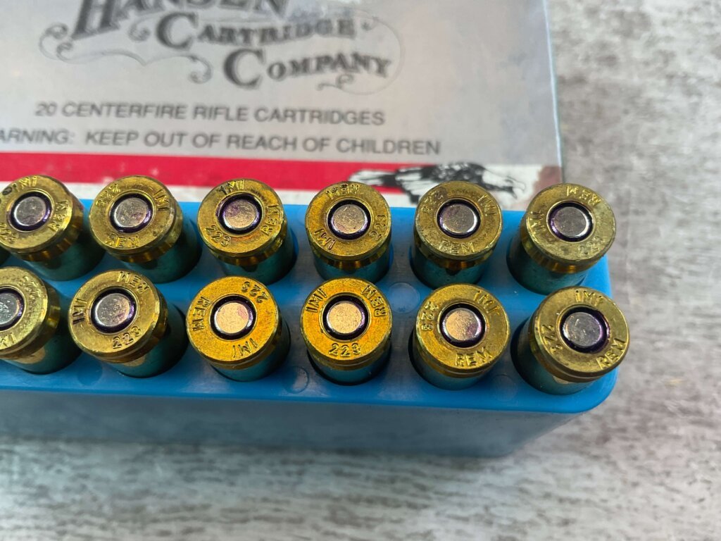 HANSEN CARTRIDGE CO. .223 CAL., 55 GR. FMJ AMMO, FULL BOX (QTY 20), JAMES EARL JONES COLLECTION #5-11146-PF