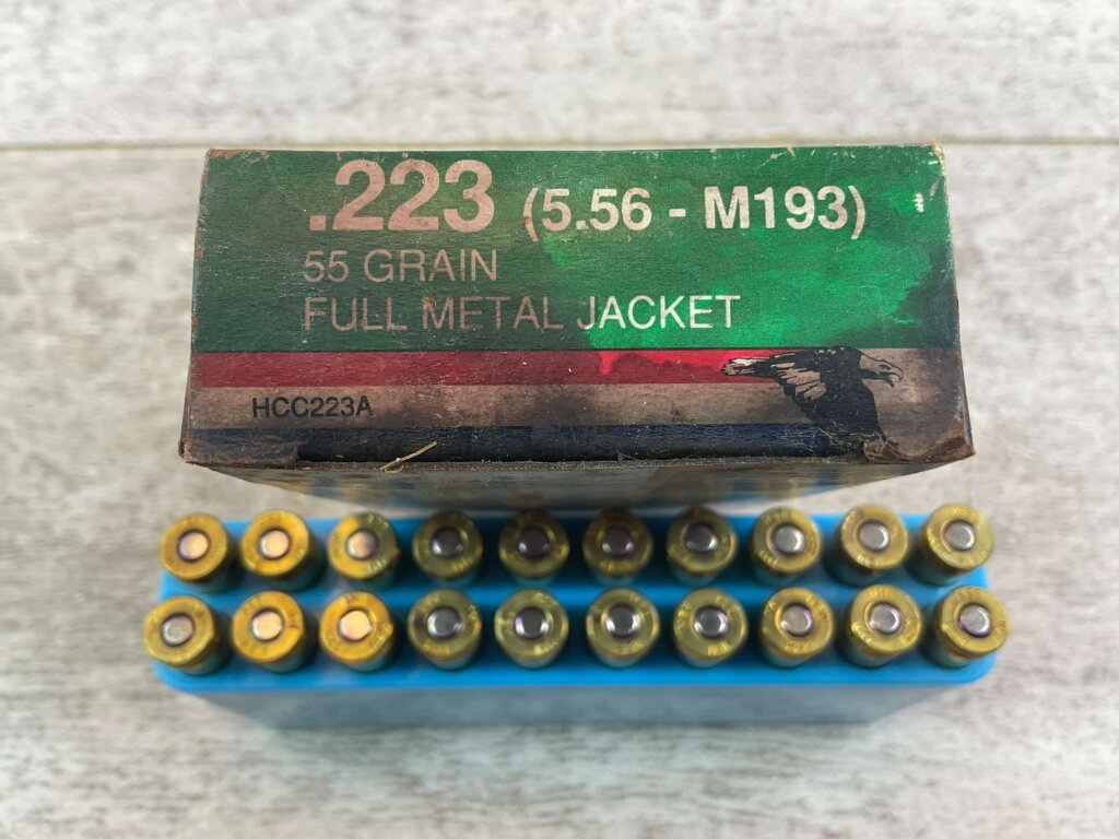 HANSEN CARTRIDGE CO. .223 CAL., 55 GR. FMJ AMMO, FULL BOX (QTY 20), JAMES EARL JONES COLLECTION #5-11146-PF