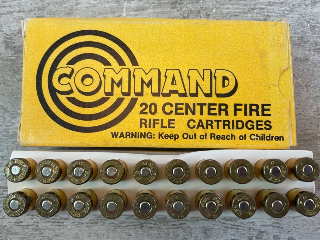 COMMAND .223 CAL, 55 GR. JSP, MIXED AMMO, FULL VINTAGE BOX (QTY 20), JAMES EARL JONES COLLECTION #5-11147-PF