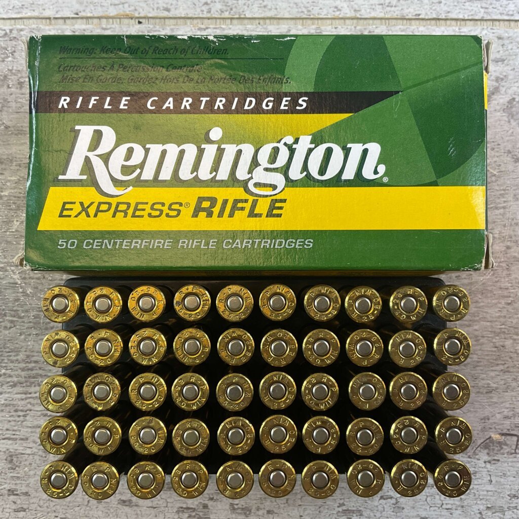 REMINGTON EXPRESS RIFLE 25-20 WIN. 86 GR. SP AMMO, FULL BOX, JAMES EARL JONES COLLECTION #5-11167-PF
