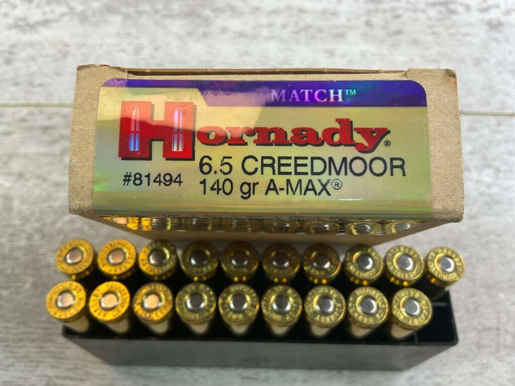 HORNADY MATCH 6.5 CREEDMOOR, 140 GR. A-MAX AMMO, QTY 19, JAMES EARL JONES COLLECTION #5-11170-PF