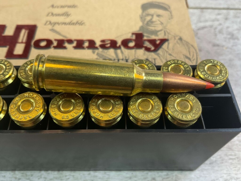 HORNADY MATCH 6.5 GRENDEL, 123 GR. A-MAX AMMO, FULL BOX, JAMES EARL JONES COLLECTION #5-11171-PF