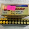 HORNADY MATCH 6.5 GRENDEL, 123 GR. A-MAX AMMO, FULL BOX, JAMES EARL JONES COLLECTION #5-11171-PF