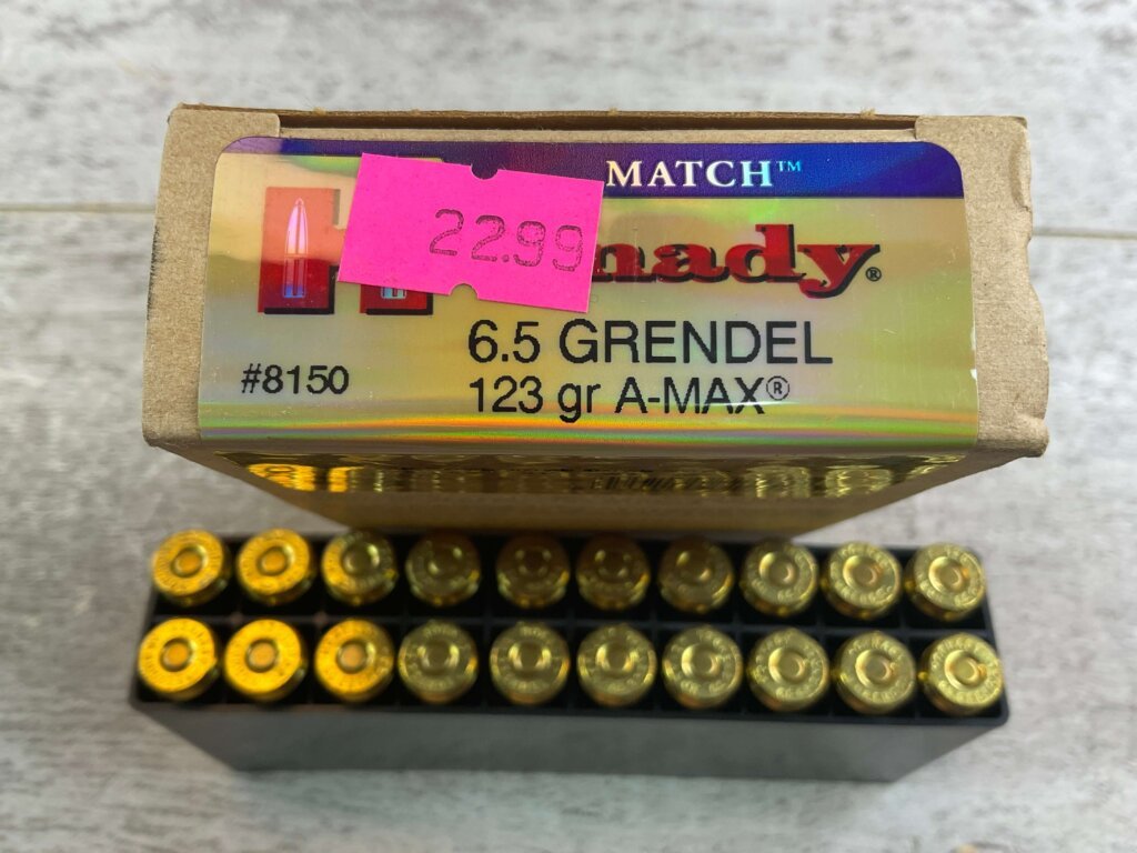 HORNADY MATCH 6.5 GRENDEL, 123 GR. A-MAX AMMO, FULL BOX, JAMES EARL JONES COLLECTION #5-11171-PF