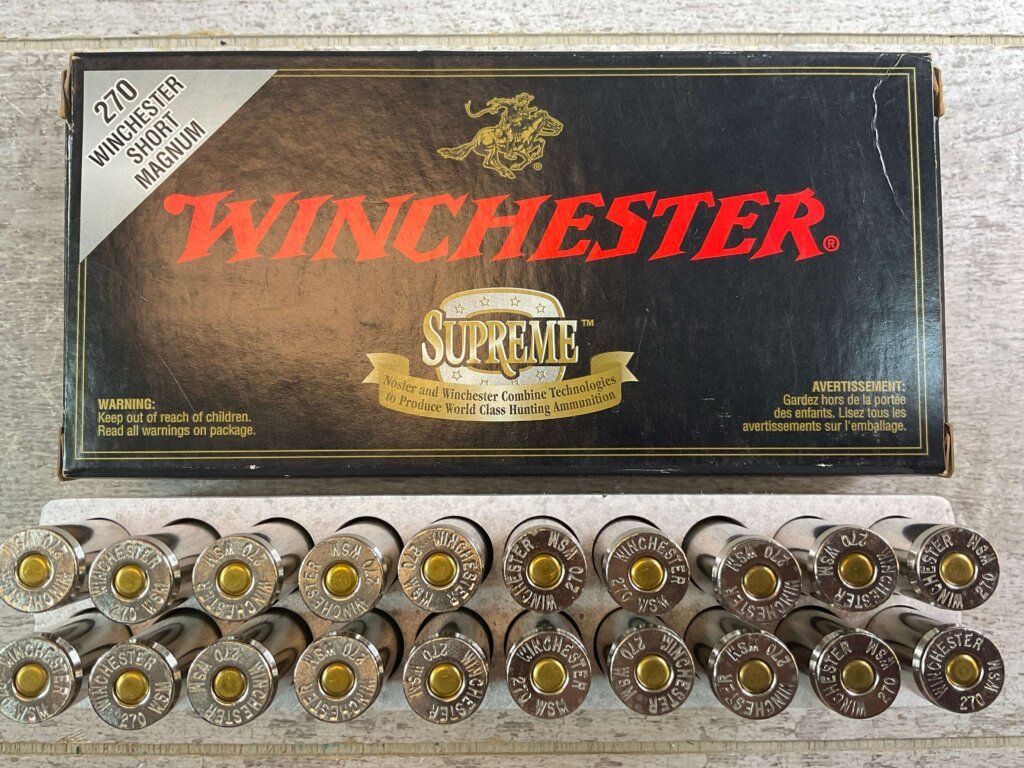 WINCHESTER SUPREME 270 WSSM, 130 GR. BALLISTIC SILVERTIP AMMO, FULL BOX, JAMES EARL JONES COLLECTION #5-11177-PF