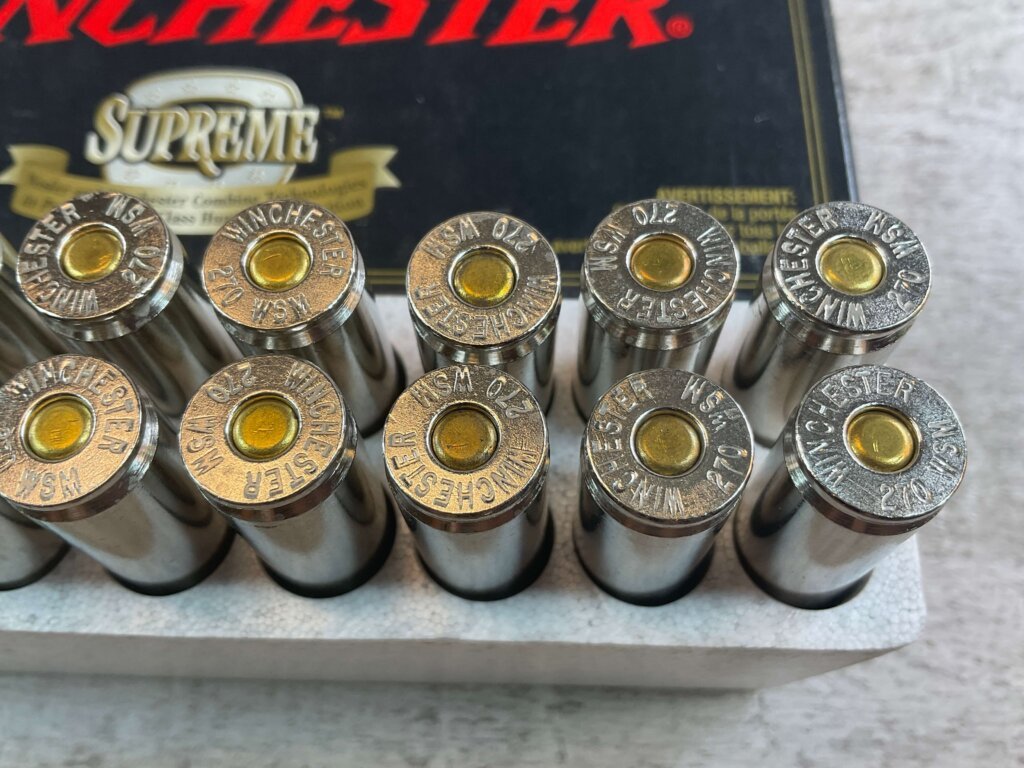 WINCHESTER SUPREME 270 WSSM, 130 GR. BALLISTIC SILVERTIP AMMO, FULL BOX, JAMES EARL JONES COLLECTION #5-11177-PF