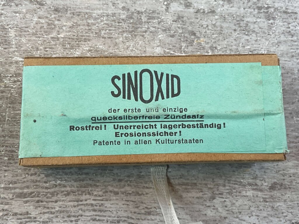 GUSTAV GENSCHOW & CO. (GECO) SINOXID 9MM STEYR AMMO, FULL BOX, RARE & VINTAGE #6-07023-PF