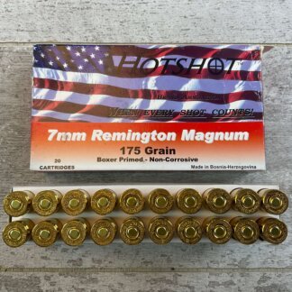 CENTURY ARMS HOTSHOT 7MM REMINGTON MAGNUM, 175 GR. AMMO, FULL BOX, JAMES EARL JONES COLLECTION #5-11185-PF