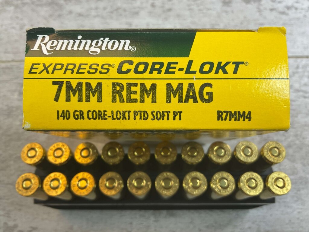 REMINGTON EXPRESS CORE-LOKT 7MM REMINGTON MAGNUM, 140 GR. PSP AMMO, FULL BOX, JAMES EARL JONES COLLECTION #5-11187-PF