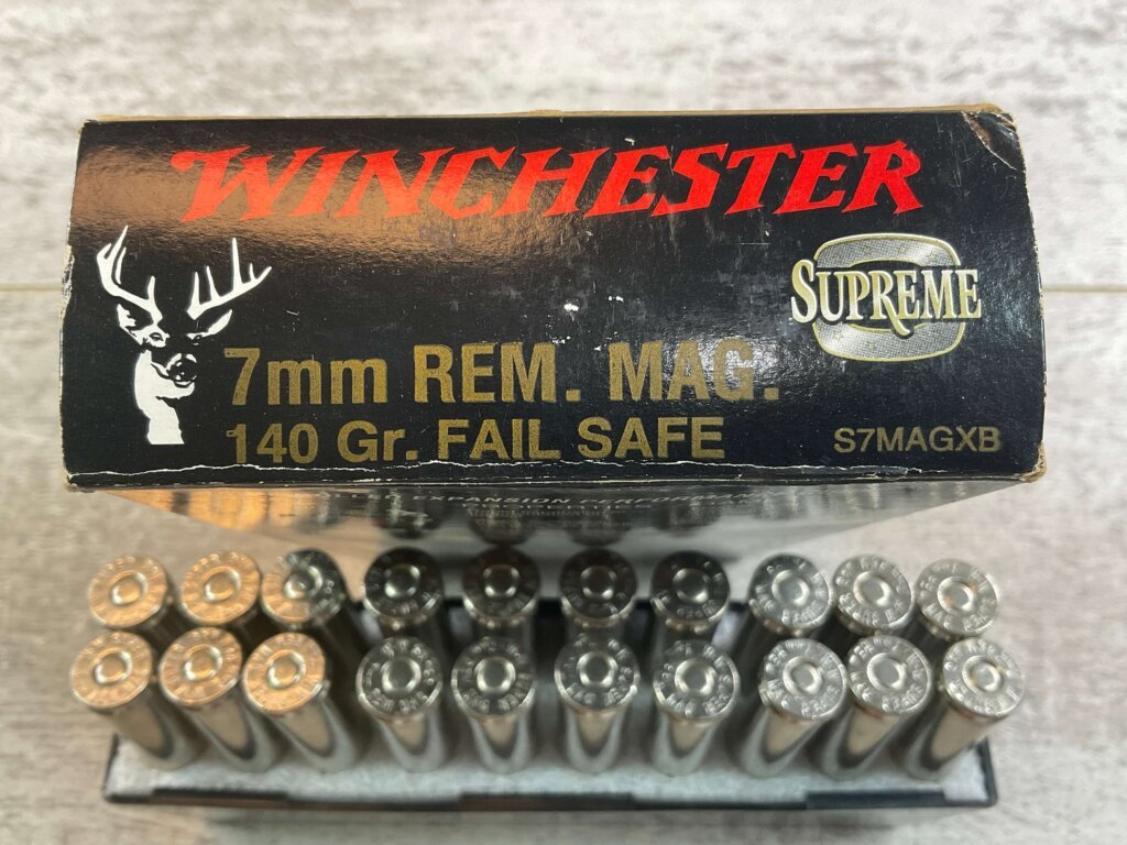 WINCHESTER SUPREME 7MM REMINGTON MAGNUM, 140 GR. FAIL SAFE AMMO, FULL BOX, JAMES EARL JONES COLLECTION #5-11189-PF