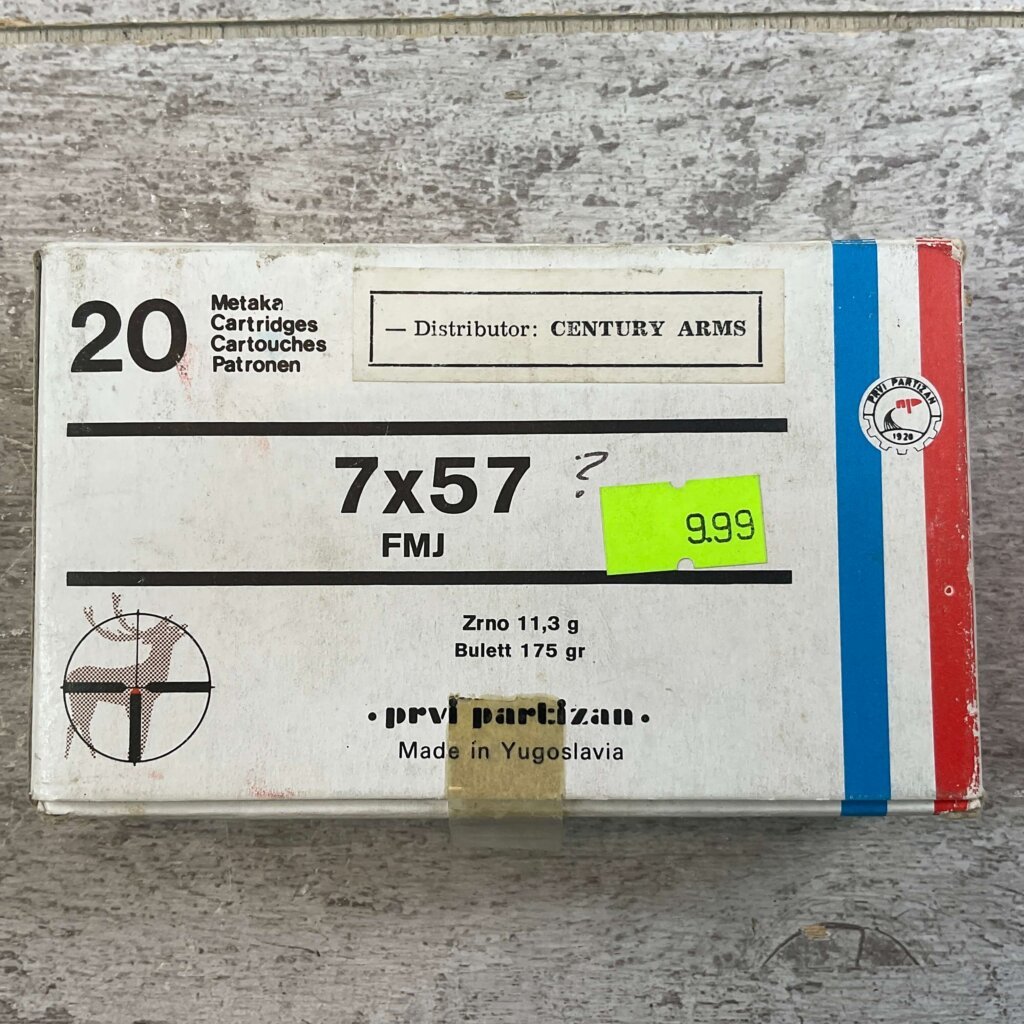 PRVI PARTIZAN 7X57MM FMJ, 175 GR. AMMO, QTY 19, JAMES EARL JONES COLLECTION #5-11190-PF
