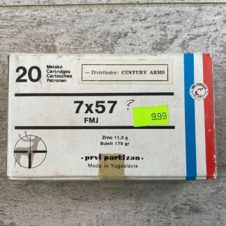 PRVI PARTIZAN 7X57MM FMJ, 175 GR. AMMO, QTY 19, JAMES EARL JONES COLLECTION #5-11190-PF