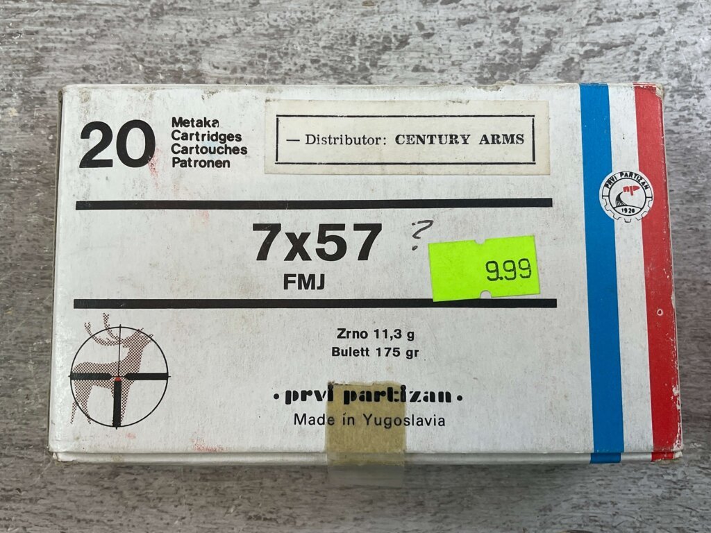 PRVI PARTIZAN 7X57MM FMJ, 175 GR. AMMO, QTY 19, JAMES EARL JONES COLLECTION #5-11190-PF