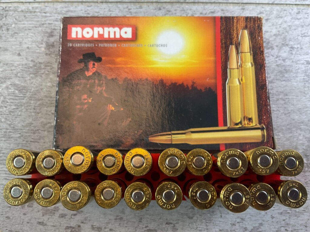 NORMA 7X57MM, 150 GR. SP SEMI POINTED AMMO, FULL BOX, JAMES EARL JONES COLLECTION #5-11192-PF