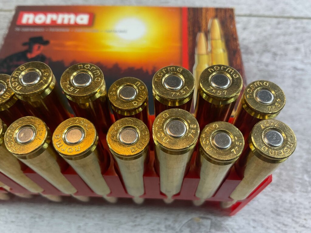 NORMA 7X57MM, 150 GR. SP SEMI POINTED AMMO, FULL BOX, JAMES EARL JONES COLLECTION #5-11192-PF