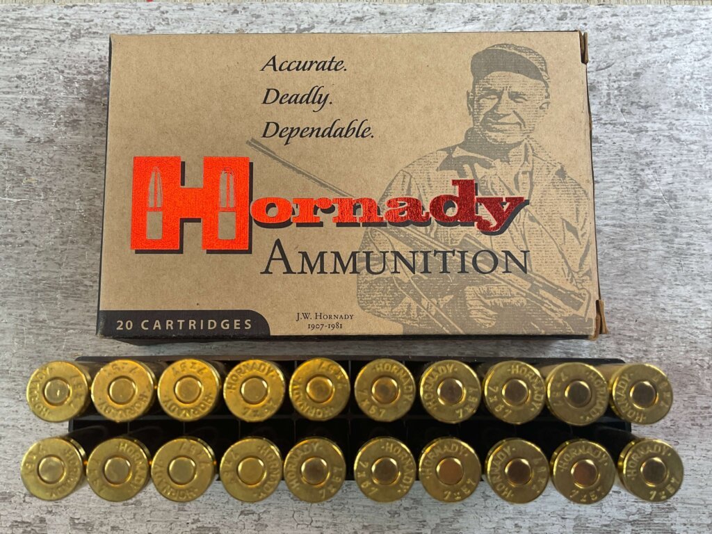HORNADY CUSTOM 7X57MM, 139 GR. BTSP INTERLOCK AMMO, FULL BOX, JAMES EARL JONES COLLECTION #5-11193-PF