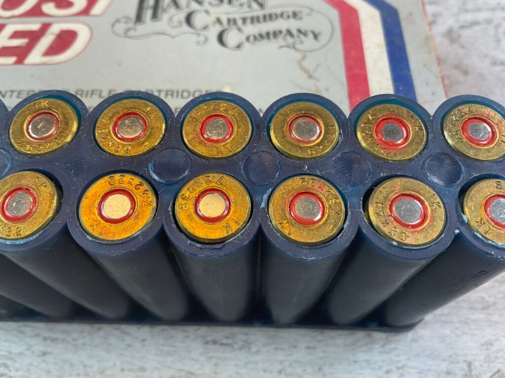 HANSEN CARTRIDGE CO. 7.62X39 RUSSIAN, HUNTING GRADE, 123 GR. POSI-FEED SP AMMO, FULL BOX, JAMES EARL JONES COLLECTION #5-11198-PF