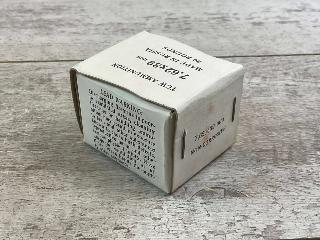TCW AMMUNITION CENTER 7.62X39MM, 122 GR. HP, NON-CORROSIVE, MADE IN RUSSIA AMMO, FULL BOX, JAMES EARL JONES COLLECTION #5-11199-PF