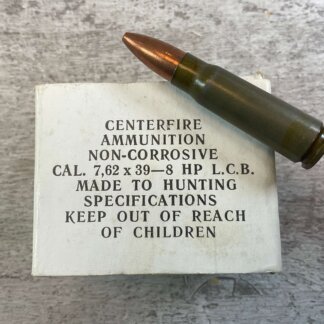 CENTERFIRE AMMUNITION 7.62X39MM, 8 HP L.C.B., MADE IN RUSSIA AMMO, FULL BOX, JAMES EARL JONES COLLECTION #5-11200-PF
