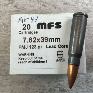 MFS 7.62X39MM, 123 GR. FMJ LEAD CORE, MADE IN HUNGARY AMMO, FULL BOX, JAMES EARL JONES COLLECTION #5-11201-PF
