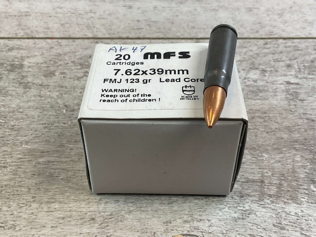 MFS 7.62X39MM, 123 GR. FMJ LEAD CORE, MADE IN HUNGARY AMMO, FULL BOX, JAMES EARL JONES COLLECTION #5-11201-PF