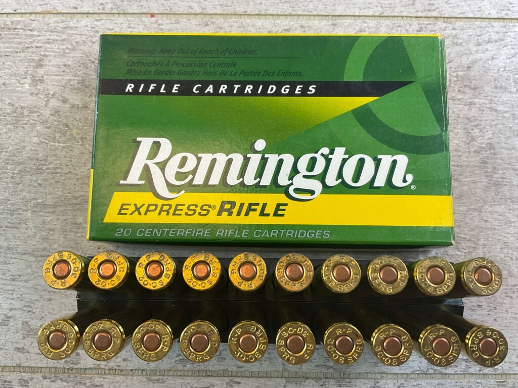 REMINGTON EXPRESS RIFLE 30-06 SPRINGFIELD, ACCELERATOR 55 GR. PSP AMMO, FULL BOX, JAMES EARL JONES COLLECTION #5-11205-PF