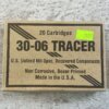 TALON 30-06 TRACER, U.S. UNFIRED MIL-SPEC. RECOVERED COMPONENTS AMMO, FULL BOX, JAMES EARL JONES COLLECTION #5-11207-PF
