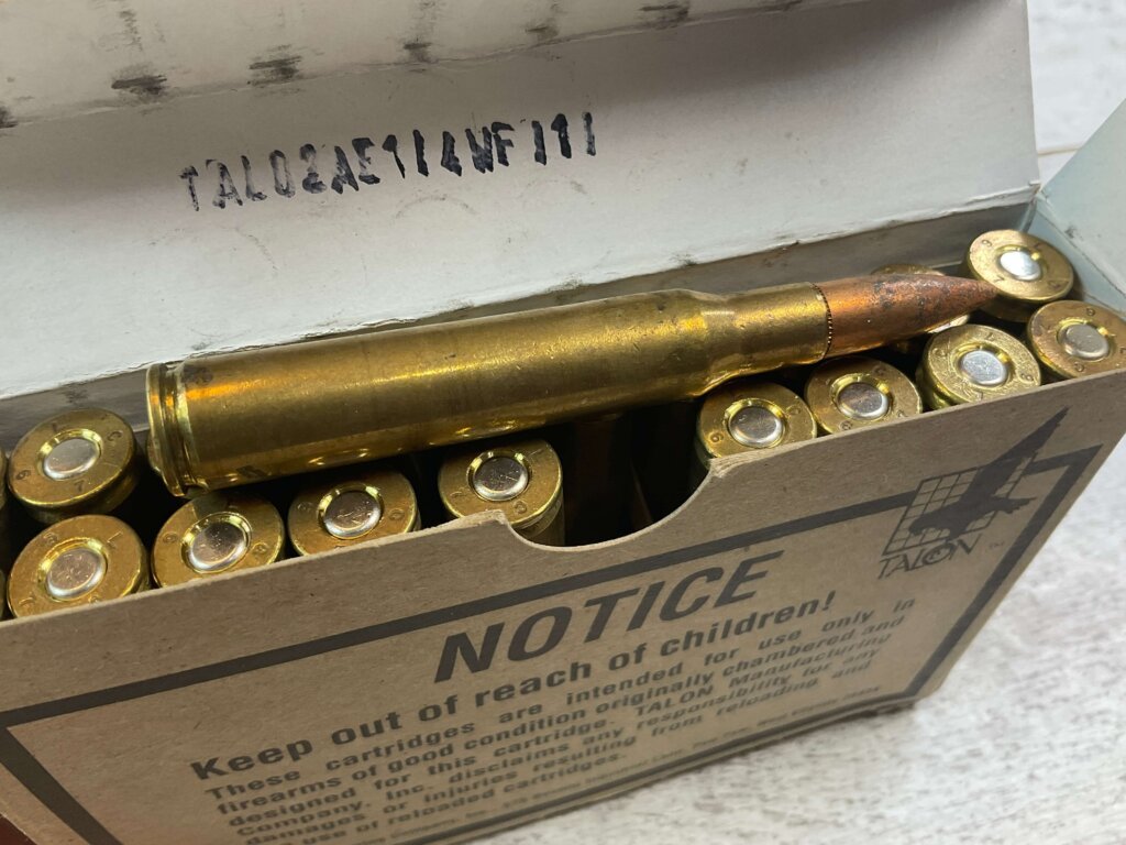 TALON 30-06 TRACER, U.S. UNFIRED MIL-SPEC. RECOVERED COMPONENTS AMMO, FULL BOX, JAMES EARL JONES COLLECTION #5-11207-PF