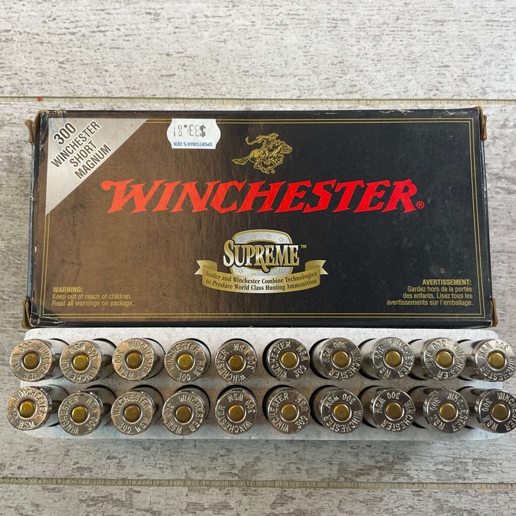 WINCHESTER SUPREME 300 WSM, 180 GR. BALLISTIC SILVERTIP AMMO, FULL BOX, JAMES EARL JONES COLLECTION #5-11211-PF