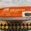 HANSEN CARTRIDGE CO. .308 WINCHESTER (7.62X51 NATO M80), 147 GR. FMJ BOAT TAIL AMMO, FULL BOX, JAMES EARL JONES COLLECTION #5-11213-PF