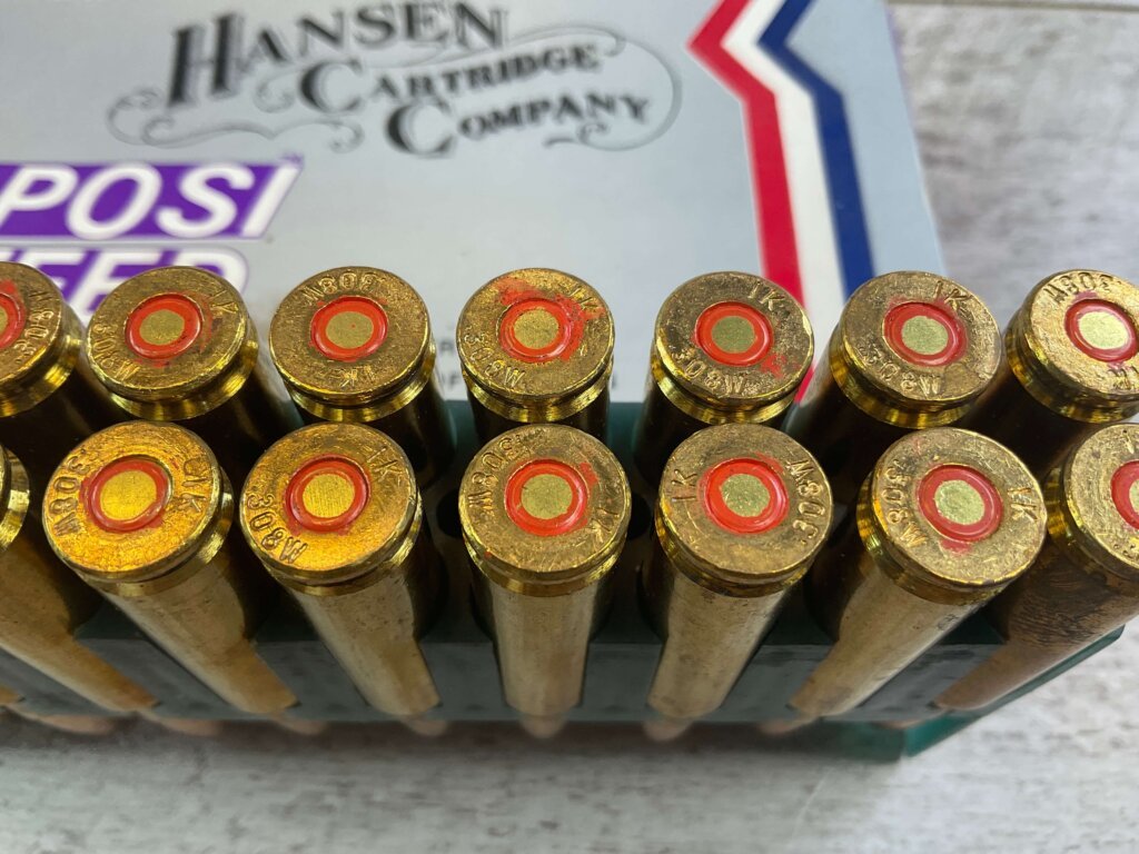 HANSEN CARTRIDGE CO. .308 WINCHESTER (7.62X51), 180 GR. POSI-FEED SP AMMO, FULL BOX, JAMES EARL JONES COLLECTION #5-11214-PF
