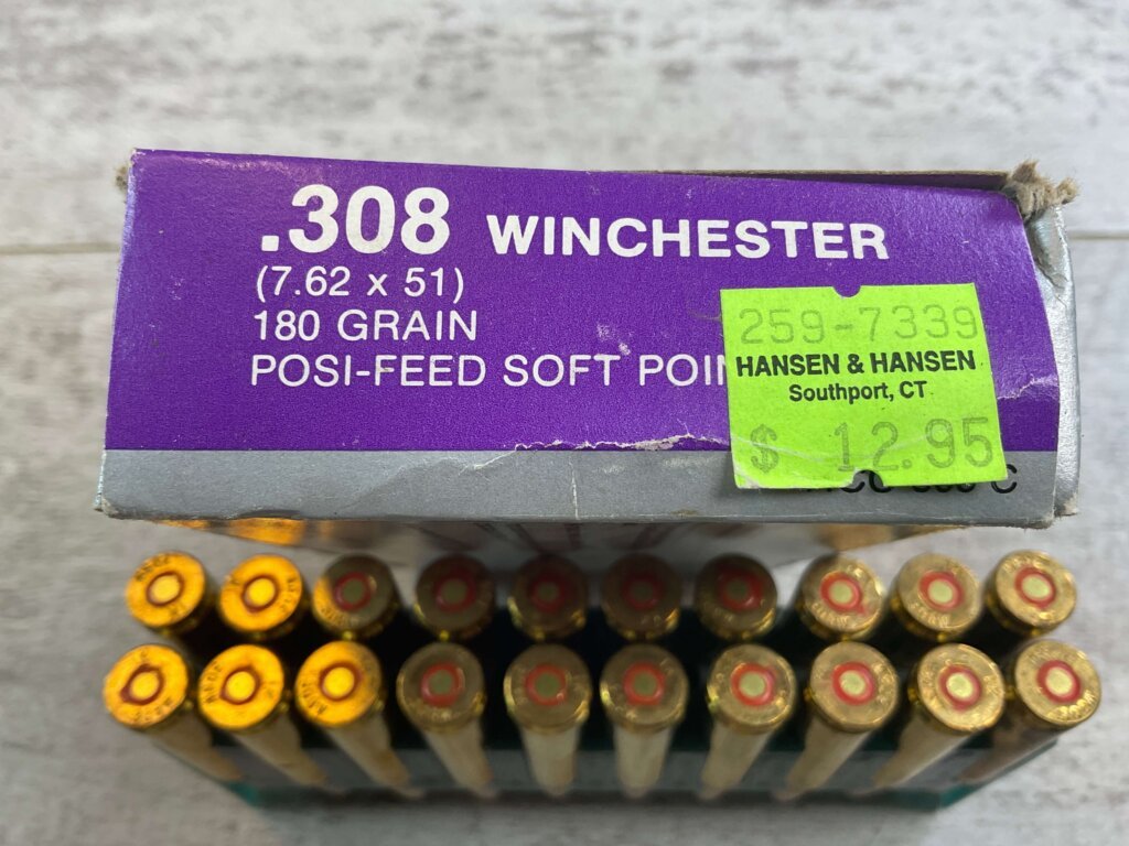 HANSEN CARTRIDGE CO. .308 WINCHESTER (7.62X51), 180 GR. POSI-FEED SP AMMO, FULL BOX, JAMES EARL JONES COLLECTION #5-11214-PF