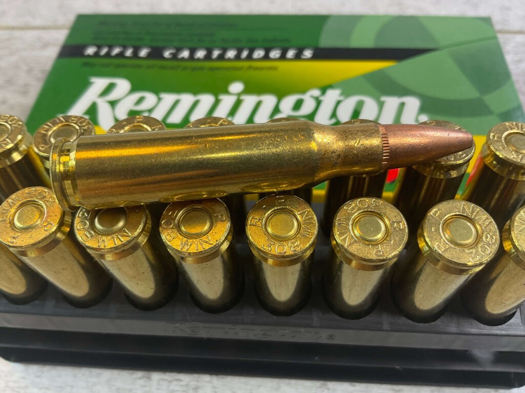 REMINGTON MANAGED-RECOIL 308 WINCHESTER, 125 GR. CORE-LOKT PSP AMMO, FULL BOX, JAMES EARL JONES COLLECTION #5-11215-PF