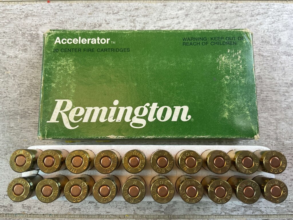 REMINGTON 308 WINCHESTER ACCELERATOR, 55 GR. PSP AMMO, FULL BOX, JAMES EARL JONES COLLECTION #5-11216-PF