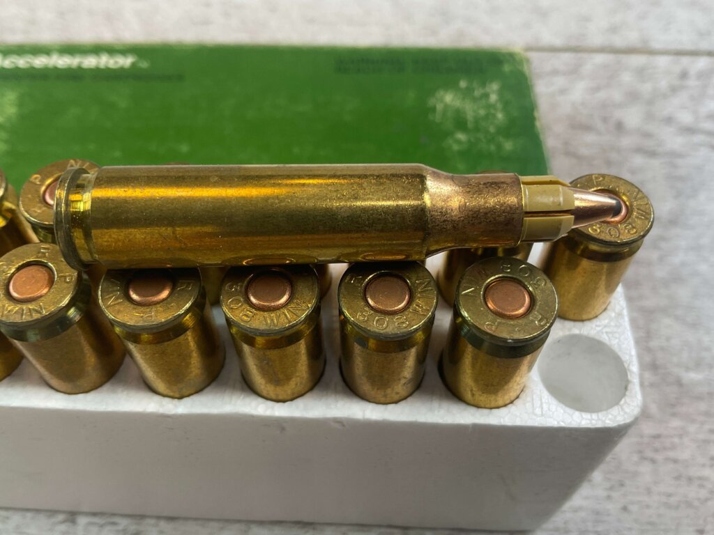 REMINGTON 308 WINCHESTER ACCELERATOR, 55 GR. PSP AMMO, FULL BOX, JAMES EARL JONES COLLECTION #5-11216-PF