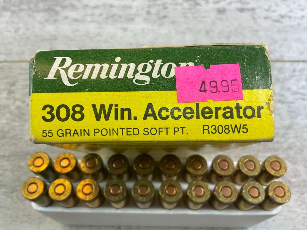 REMINGTON 308 WINCHESTER ACCELERATOR, 55 GR. PSP AMMO, FULL BOX, JAMES EARL JONES COLLECTION #5-11216-PF