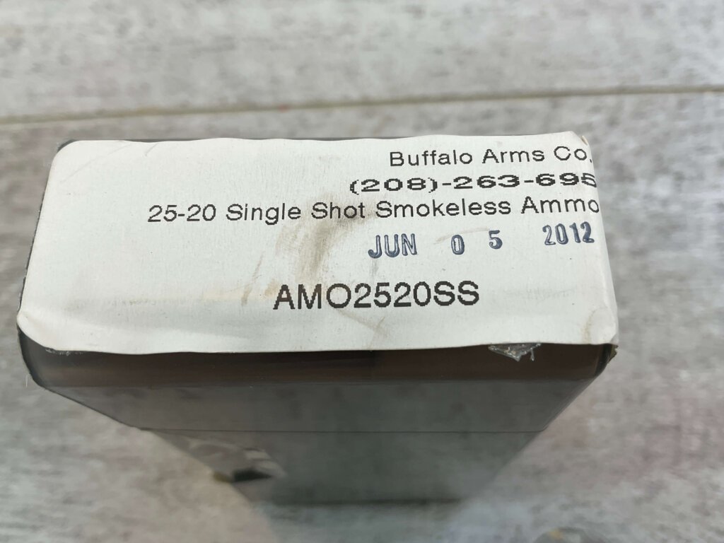 BUFFALO ARMS CO. 25-20 SINGLE SHOT SMOKELESS AMMO, FULL BOX, UNOPENED, JAMES EARL JONES COLLECTION #5-11230-PF