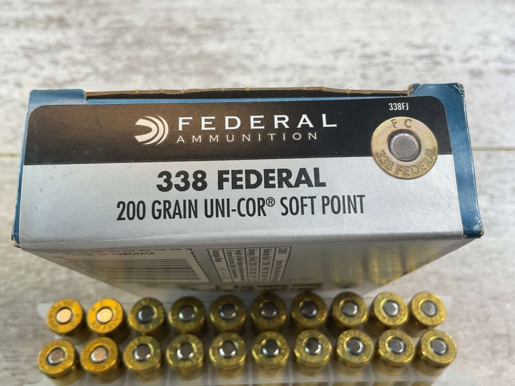 FEDERAL POWER-SHOK 338 FEDERAL, 200 GR. UNI-COR SP AMMO, FULL BOX, JAMES EARL JONES COLLECTION #5-11231-PF
