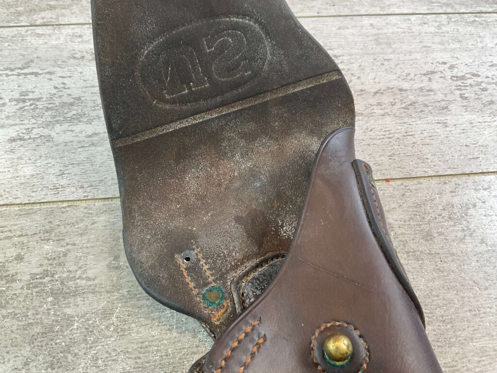 U.S. PERKINS CAMPBELL M1916 1911 BROWN LEATHER HOLSTER, WWI ISSUED #6-07024-PF