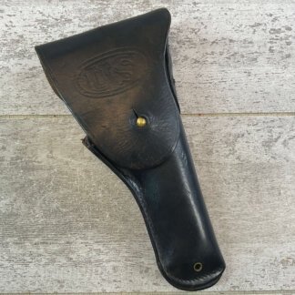 U.S. GRATON & KNIGHT CO. M1916 BLACK LEATHER HOLSTER 1943 DATED, WWII ISSUED #6-07025-PF