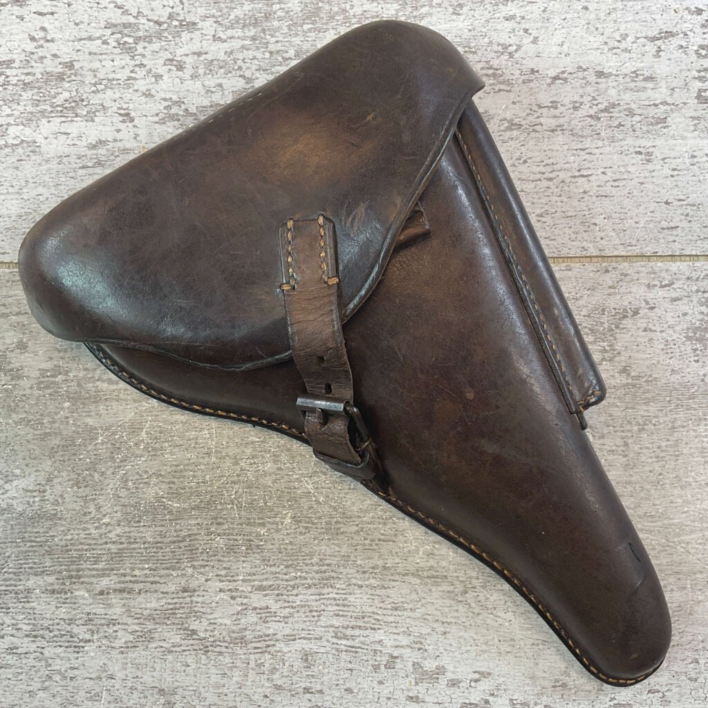 R. EHRNHARDT POESSNECK LUGER P08 BROWN HARDSHELL HOLSTER, 1937 DATED #6-07026-PF