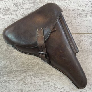 R. EHRNHARDT POESSNECK LUGER P08 BROWN HARDSHELL HOLSTER, 1937 DATED #6-07026-PF