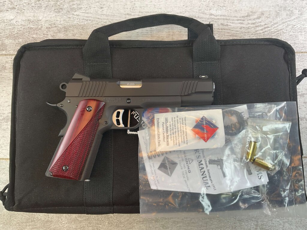 FUSION FIREARMS REACTION 10MM SEMI AUTO PISTOL, W/BAG & MINTY #6-07027-PF