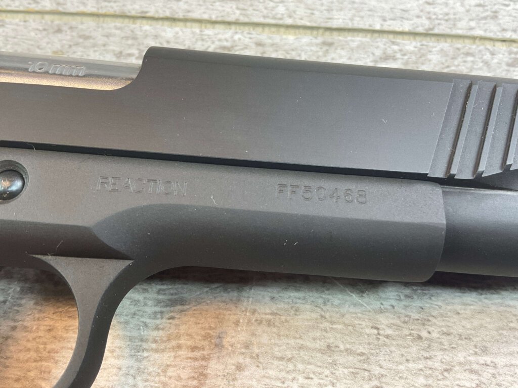 FUSION FIREARMS REACTION 10MM SEMI AUTO PISTOL, W/BAG & MINTY #6-07027-PF
