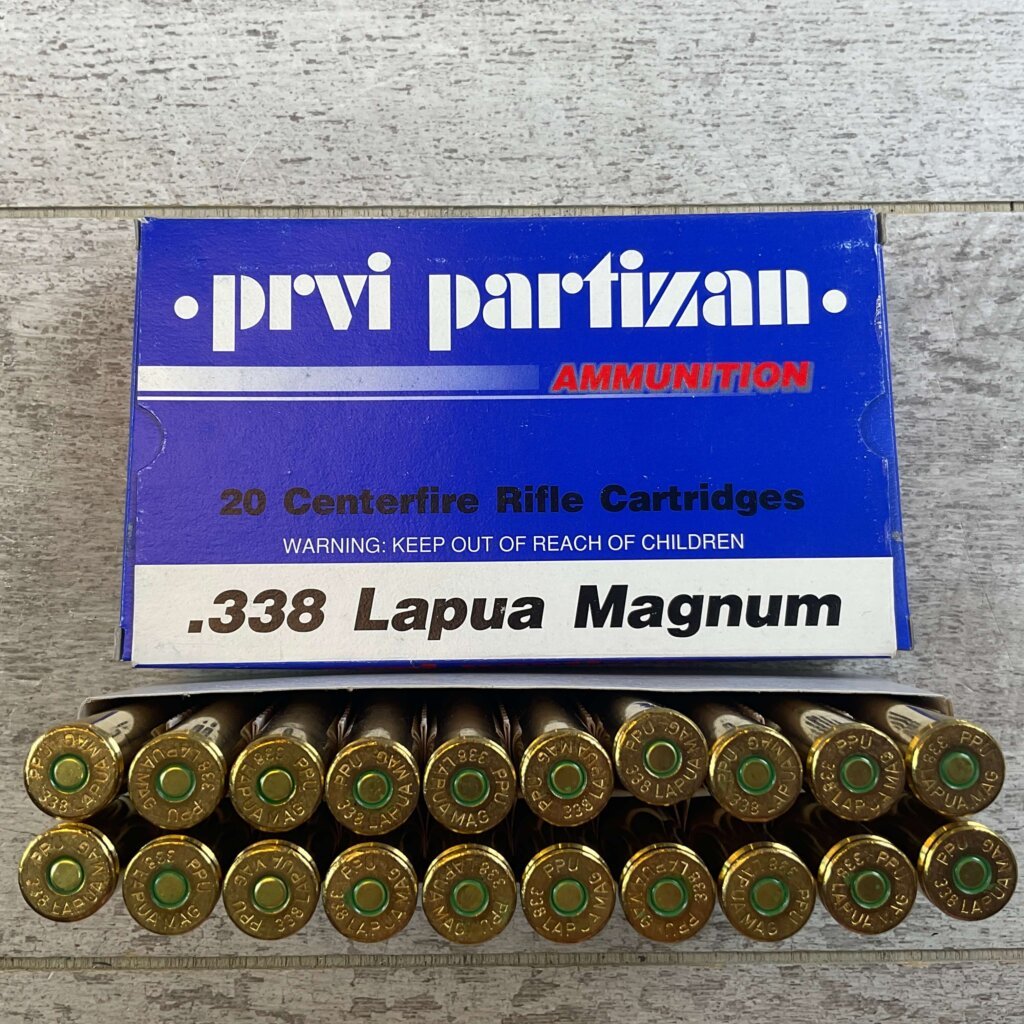 PRVI PARTIZAN 338 LAPUA MAGNUM, 250 GR. FMJ BT AMMO, FULL BOX, JAMES EARL JONES COLLECTION #5-11235-PF