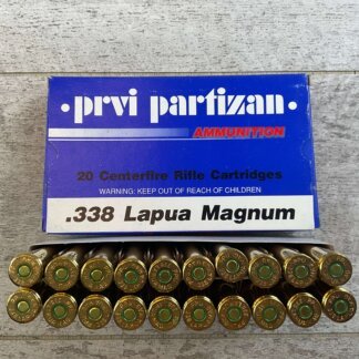 PRVI PARTIZAN 338 LAPUA MAGNUM, 250 GR. FMJ BT AMMO, FULL BOX, JAMES EARL JONES COLLECTION #5-11235-PF