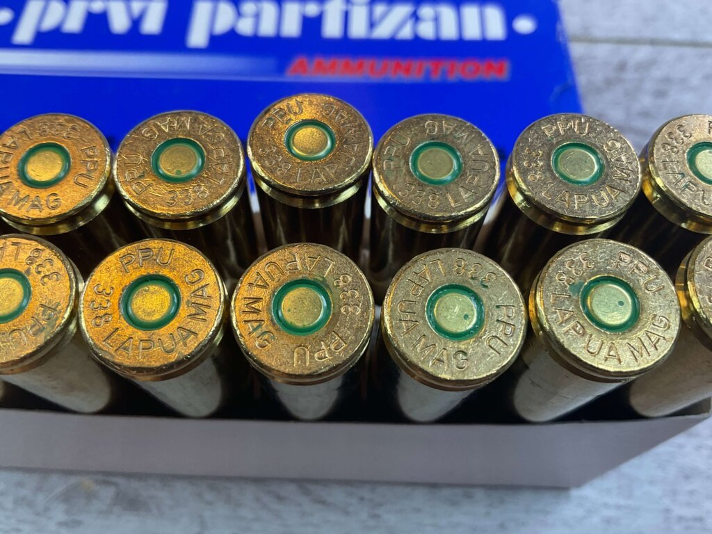 PRVI PARTIZAN 338 LAPUA MAGNUM, 250 GR. FMJ BT AMMO, FULL BOX, JAMES EARL JONES COLLECTION #5-11235-PF