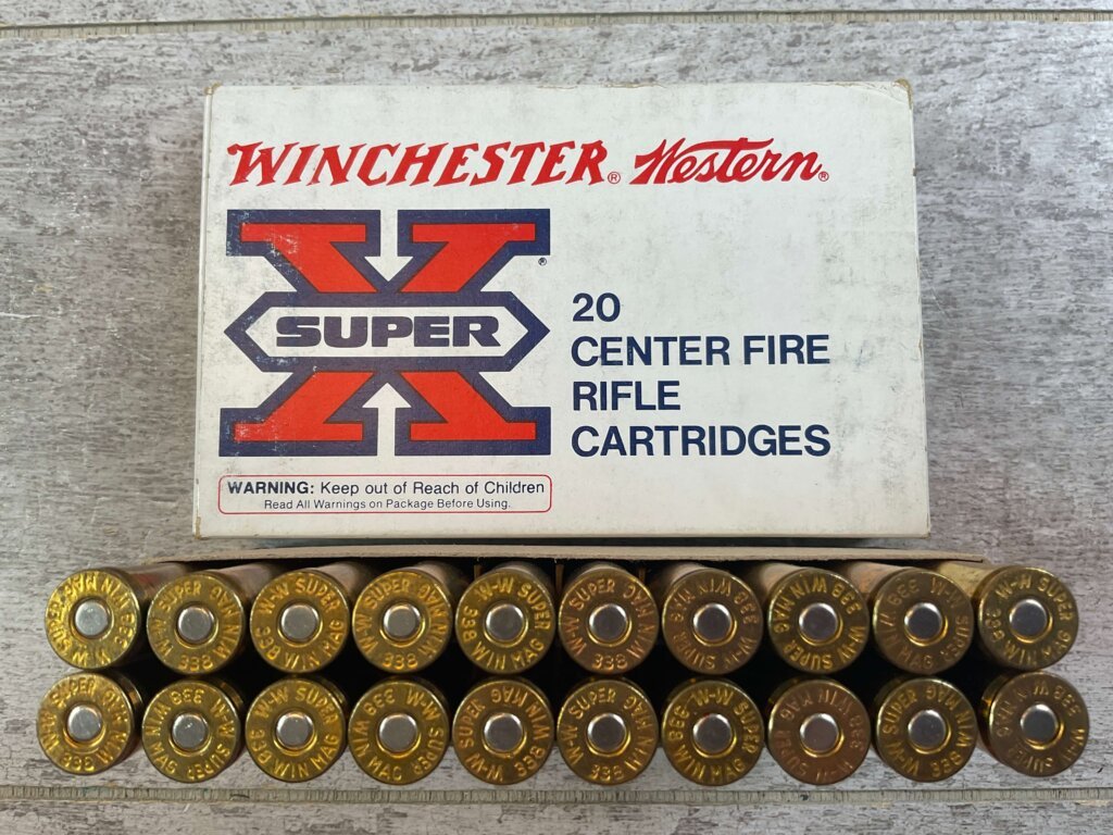 WINCHESTER WESTERN SUPER-X 338 WINCHESTER MAGNUM, 200 GR. SP AMMO, FULL BOX, JAMES EARL JONES COLLECTION #5-11236-PF