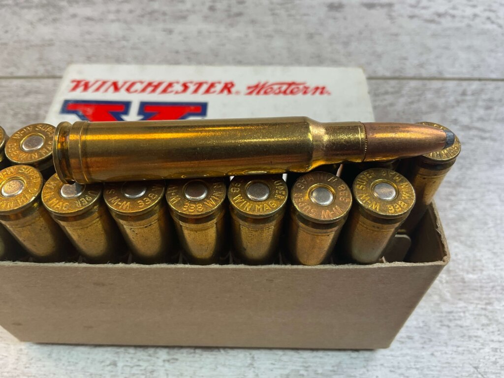WINCHESTER WESTERN SUPER-X 338 WINCHESTER MAGNUM, 200 GR. SP AMMO, FULL BOX, JAMES EARL JONES COLLECTION #5-11236-PF
