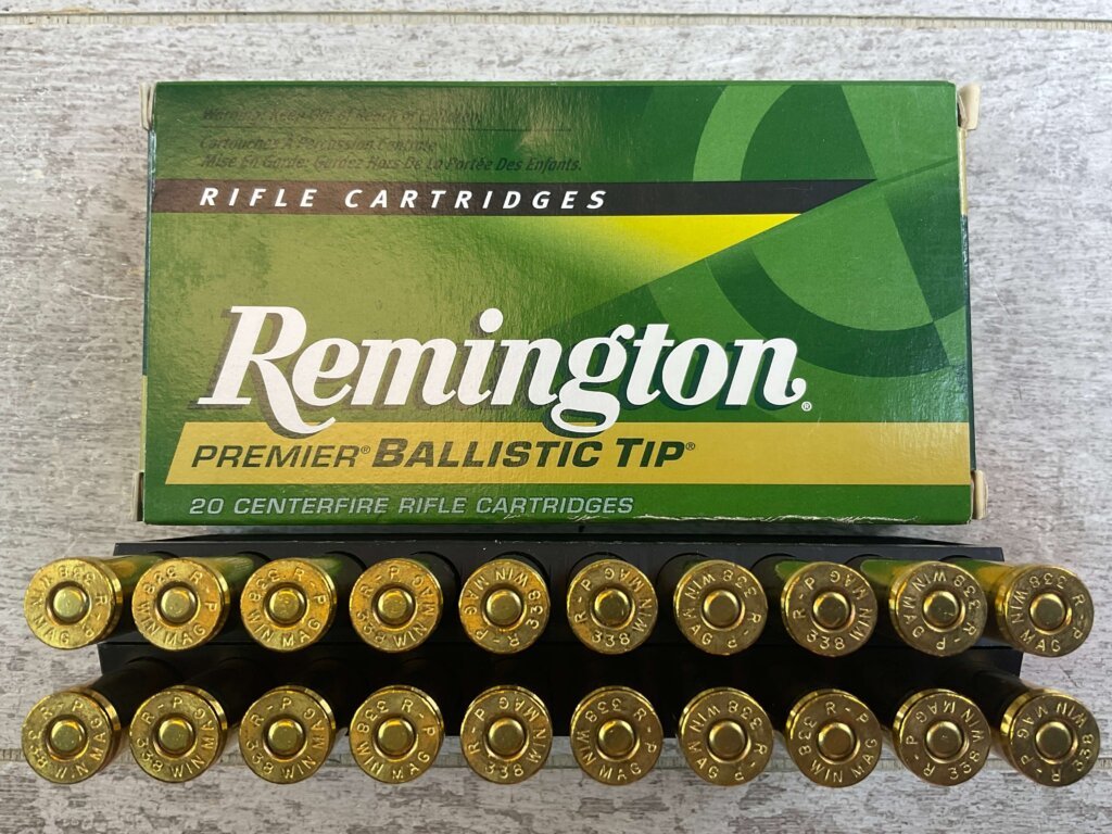 REMINGTON PREMIER BALLISTIC TIP 338 WINCHESTER MAGNUM, 200 GR. NOSLER BALLISTIC TIP AMMO, FULL BOX, JAMES EARL JONES COLLECTION #5-11237-PF